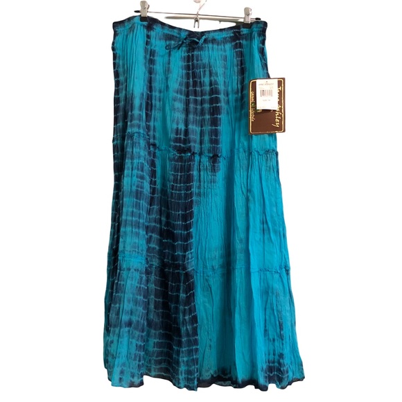Jane Ashley Dresses & Skirts - Jane Ashley Tie Dye Snake Print Blue Turquoise Maxi Skirt Women's 1X